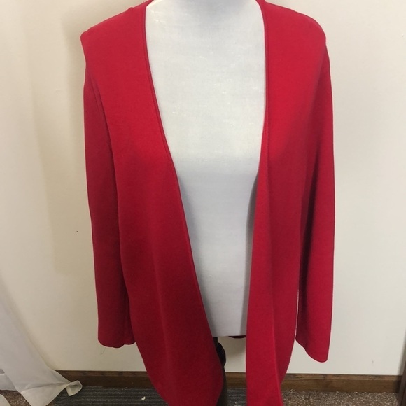 Talbots red open front cardigan size large - Picture 2 of 11